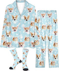 Custom Face Pajamas for Women Men,Personalized Dog Cat Pet Pajamas Set,Christmas Long Sleeve Sleepwear Pjs