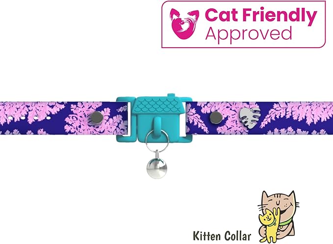 Kittyrama Botanicals Fern Kitten Collar. Award Winning. Hypoallergenic, Quick Release Breakaway, Comfy & Soft. Vet Approved. Other Styles Available