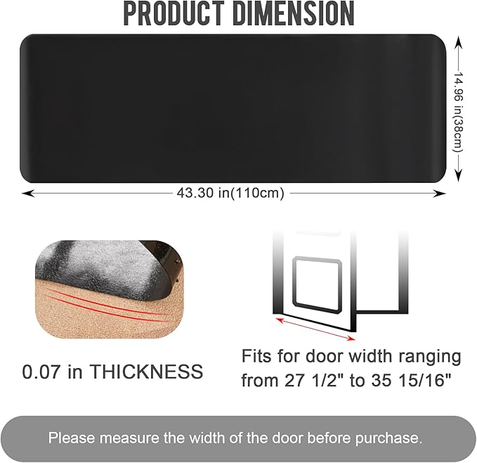 Uross Carpet Protector for Pets -3.6FT 3PCS Black Round Corner Plastic Carpet Protector, Under Door Cat Carpet Protector for Doorway, Anti Cat Scratch Carpet Mat, Stop Cats from Scratching Carpet