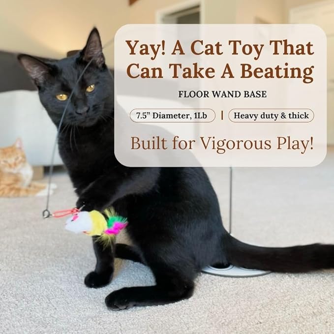 Cat Wand Toy Cat Fishing Pole Toy Cats Feather Toys Suction Cup for Indoor Cats Teaser Wand Feather Attachments Multisurface Base