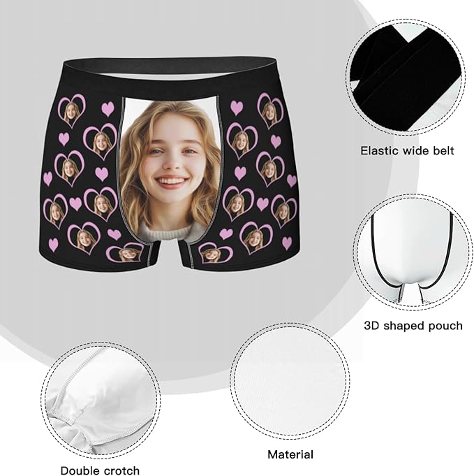 Personalized Underwear for Men with Face Custom Face Boxers Customized Boxer Briefs Funny Gifts for Him Husband Boyfriend