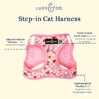 Lucy & Co. Cutie Patootie Step-in Cat Harness & Leash Bundle – Reflective, Breathable & Adjustable Harness for Cats, Kittens & Small Dogs, Lightweight & Secure and Dual Leash Clips