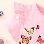 Akyzic Little Girl Skirt Outfit Two Piece Spring Summer Outfit Butterfly Dress Cat Print Skirt Toddler Girl Outfit Set