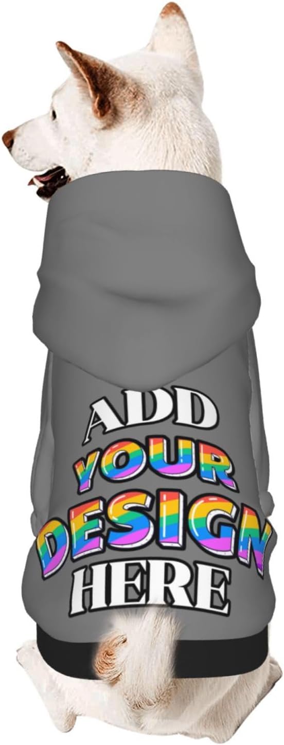 Personalized Dog Hoodie Custom Hooded Pet Warm Pullover Sweatshirt with Name Number Clothes for Chihuahua Pupppy Kitten Hoodies Puppy Soft Sweater Winter Small Dogs Cats, Gray, L,