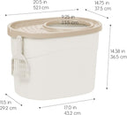 IRIS USA Top Entry Cat Litter Box, Large Enclosed with Litter Catching Lid and Scoop, Dog Proof, Cat Litter Box, White/Beige