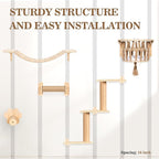 Cat Wall Shelves and Perches, Wall Mounted Cat Furniture with Hammock, Bridge, Tree, Steps and Scratching Posts, Wooden Climbing System for Indoor Large Cats and Kittens