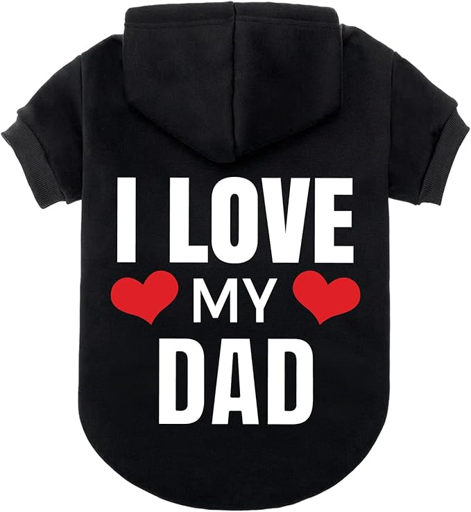 EXPAWLORER Dog Hoodie-Soft and Warm Dog Sweaters, Pet Clothes Autumn Winter Coat Sweatshirt with I Love My DAD Print for Puppy,Cat, Small Medium Large Dogs