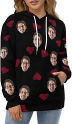 Artsadd Custom Face Unisex athletic Pockets Sweatshirt Loose Hoodie Custom Christmas Long Sleeve Sweatshirt Hooded Pullover