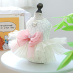 Fashion Sweet Puppy Dog Blingbling Princess Skirt Pet Dog Lace Cake Camisole Tutu Dress G-White M