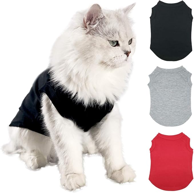 Dog Shirts Pet Clothes Blank Clothing, 3pcs Puppy Vest T-Shirts Cat Apparel Vests Cotton Doggy Shirt Soft and Breathable Outfits for Small Extra Small Medium Large Dogs