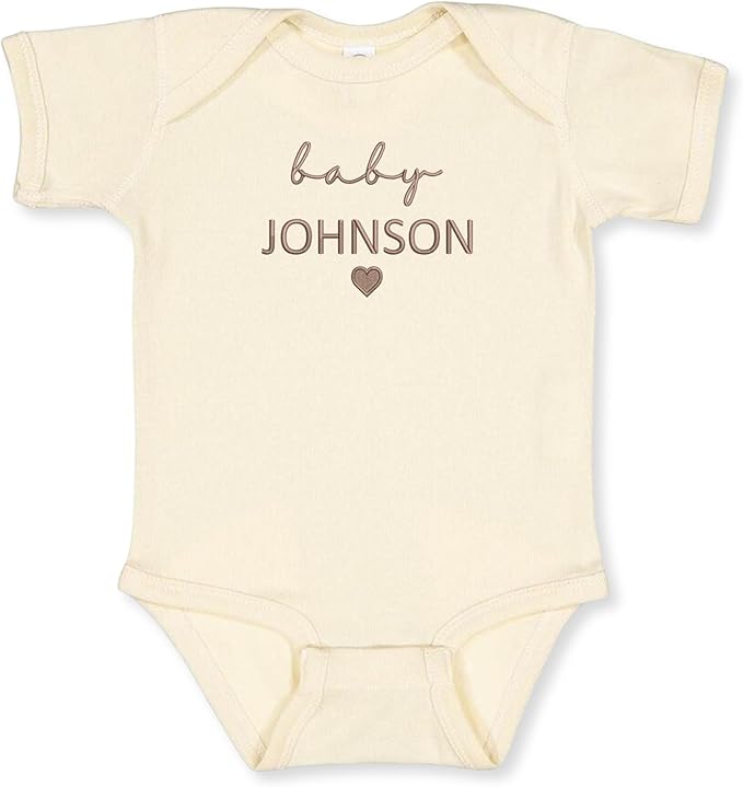 COUPLEHOODIES Personalized Baby Onesie Bodysuit – Custom Embroidery Gift for Pregnancy Reveal Baby Shower or First Grandchild