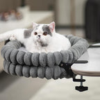 CHEERPALS Cat Desk Bed with Reversible Cushion, 90°Foldable Cat Hammock for Desk Mounted, Suitable for Medium-to-Large Cats and Puppy, Clowd Series(Grey, Medium)