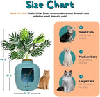 Good Pet Stuff Hidden Litter Box Planter, Decorative Cat Litter Enclosure with Carbon Filter, Artificial Plant, Easy Clean, Improved Design, Round Style, Base Kit, Coastal Blue
