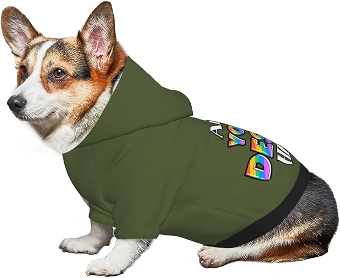 Custom Dog Hoodie for Small Pets, Personalized Photo Text Pet Warm Pullover Sweatshirt with Name Number, Customized Gifts Soft Hooded Cats Kitten Clothes, Army Green, M,