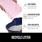 GORILLA GRIP Cat Litter Box Mat, 47x35, Water Resistant, US Designed Kitty Litter Trapping Mats, Easy to Clean, Scatter Control, Less Mess and Clean Floors, Kitten Supplies for Indoor Cats, Light Pink