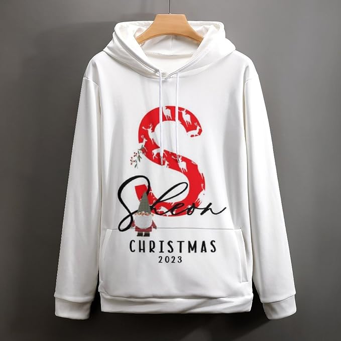 Artsadd Custom Face Unisex athletic Pockets Sweatshirt Loose Hoodie Custom Christmas Long Sleeve Sweatshirt Hooded Pullover