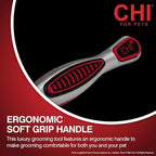 CHI for Dogs Self Cleaning Slicker Brush with Pivoting Head, Small Dog Grooming Brush for Detangling and Removing Loose Hair, Fine Wire Pins for Small Breed Dog Coats, Ergonomic Handle - 3 Pack