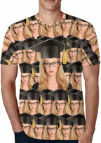 M YESCUSTOM Custom Funny Tshirts for Men Women Personalized Face Tshirt with Picture Customized Tee Gift for Dad Mom Husband