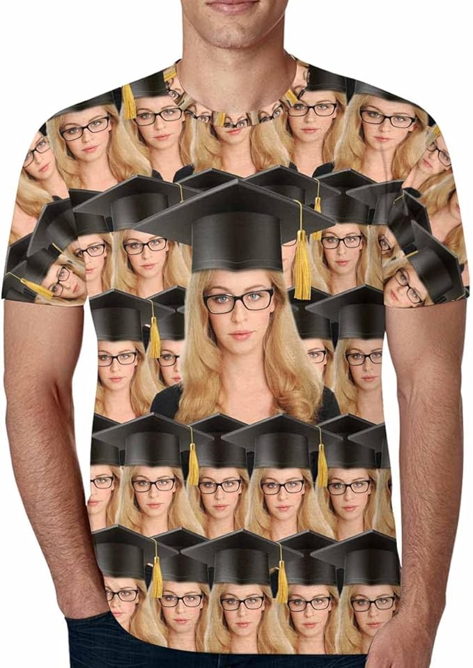 M YESCUSTOM Custom Funny Tshirts for Men Women Personalized Face Tshirt with Picture Customized Tee Gift for Dad Mom Husband