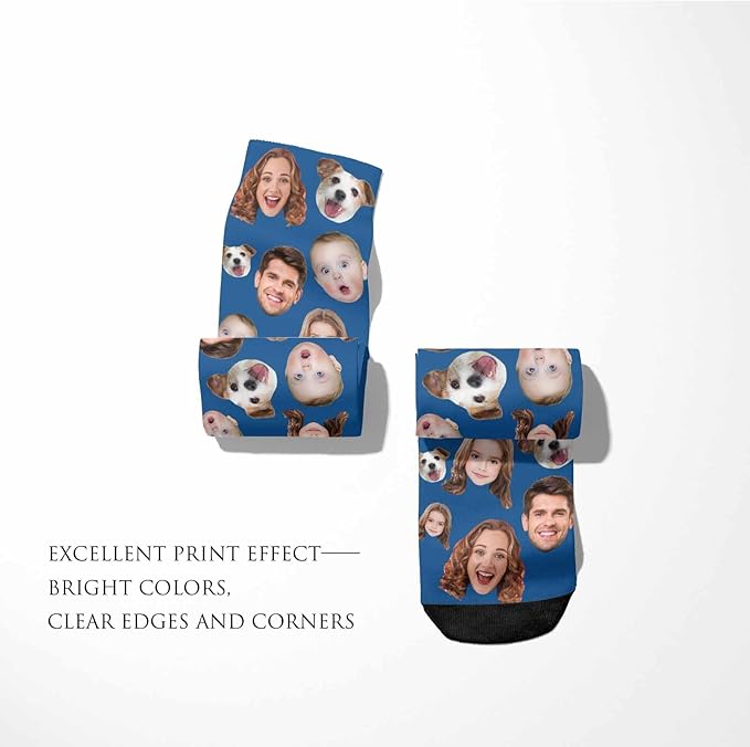 Artsadd Custom Face Socks for Women Men Cat Dog Lovers, Customized Unisex Funny Crew Sock Gifts