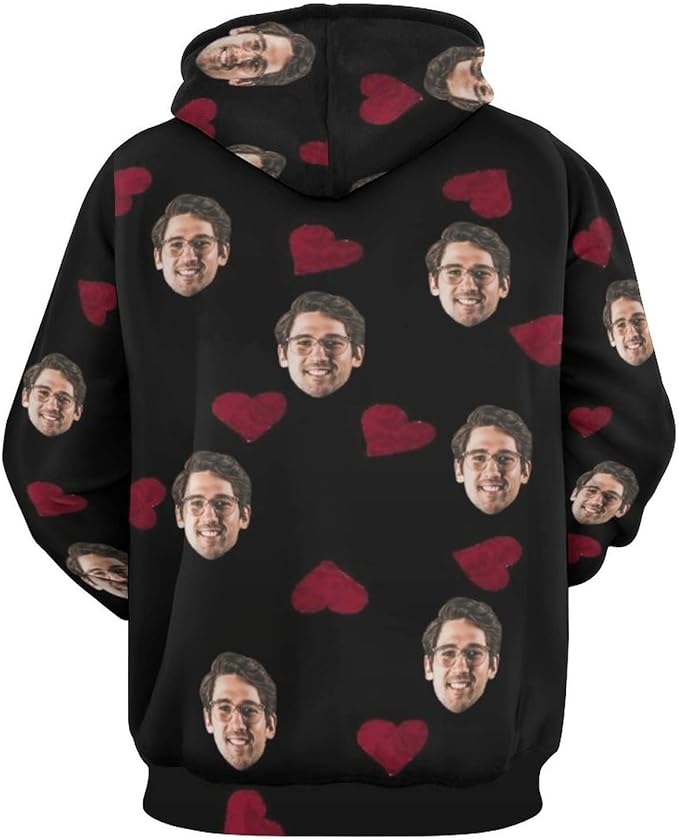 Artsadd Custom Face Unisex athletic Pockets Sweatshirt Loose Hoodie Custom Christmas Long Sleeve Sweatshirt Hooded Pullover