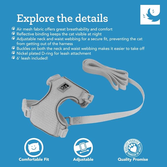 RC Pets Adventure Kitty Cat Harness | Adjustable Airmesh Vest with D-Ring and 6ft Leash for Walking and Travel | Maze, Small