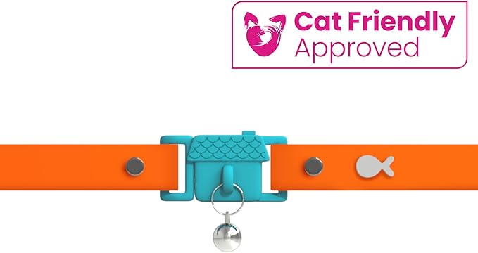 Kittyrama Tangerine Cat Collar with Bell. Breakaway Collar. Won't Rub Fur. Lightweight, Soft & Comfy
