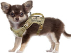 Tactical Dog Training Harness Outdoor Working Vest Adjustable Military MOLLE Dog Vest Harness with Rubber Handle (X-Small (Pack of 1), Beige)
