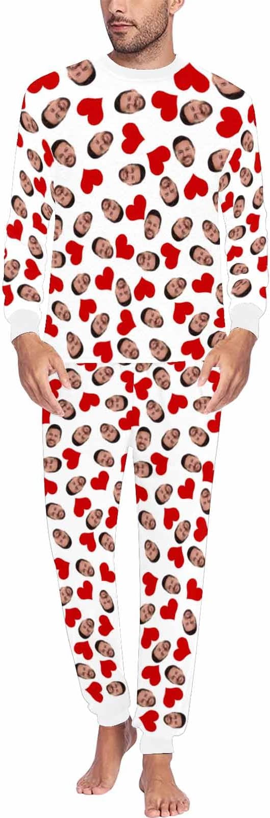 Artsadd Personalized Pajamas with Faces for Women Men Custom Christmas Pajamas Gifts for Family Couple, Funny Photo Pjs