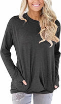 Akihoo Womens Casual Long Sleeve Tunic Tops Crew Neck Shirt Blouses