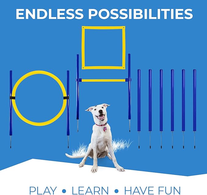 Dog Agility Training Equipment, Dog Obstacle Course, Exercise Fun for Pets (Yellow)