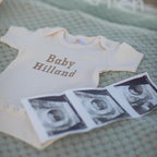 COUPLEHOODIES Personalized Baby Onesie Bodysuit – Custom Embroidery Gift for Pregnancy Reveal Baby Shower or First Grandchild
