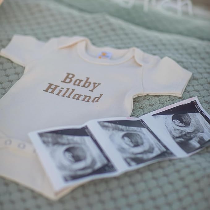 COUPLEHOODIES Personalized Baby Onesie Bodysuit – Custom Embroidery Gift for Pregnancy Reveal Baby Shower or First Grandchild