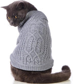 Stretchy Cat Sweater - 17 Colors & 6 Sizes | Snug Winter-Ready Knit for Boy/Girl Cats & Kittens(Grey, Large)