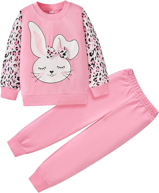 Little Girls Unicorn Outfits 2 Piece Kids Ruffle Sleeve Sweatshirt + Leggings Fall Leopard Clothing Sets 2-10 Years Old