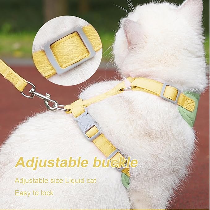 wanheart Cat Harness and Leash Set Escape-Proof Adjustable cat Leash and Harness Combo Suitable for All cat Breeds (Green, M)