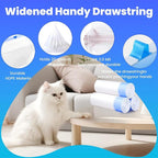 60 Pack Large litter box liners - 3MIL Extra Thick Leakproof Litter Box Liners, 31"x18" Heavy Duty Drawstring Cat Litter Liners, Odor Control Disposable Kitty Litter Bags 6 Roll