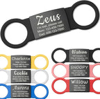 Anavia Slide On Silent Pet ID Tags, S/M/L/XL Personalized Black Stainless Steel Colored Silicone Cat Dog Name Tag, Customized Engraved Nameplate, Quiet Chew-Proof Pet Collar Tag (Black, X-Large)