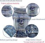 Puppy Clothes for Small Dogs Boy,Classic Western Denim Dog Coat,Dog Jeans Jacket with Leash D-Ring,Pet Cat Costumes,Cooling Harness Vest for Walking (Blue, X-Large)