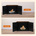 Dwanton Litter Box Enclosure, Cat Litter Box Furniture Hidden, Reversible Entrance Can Be on Left or Right Side, Wooden Cat Washroom Indoor, Black and Rustic Brown, 27.6 Inches