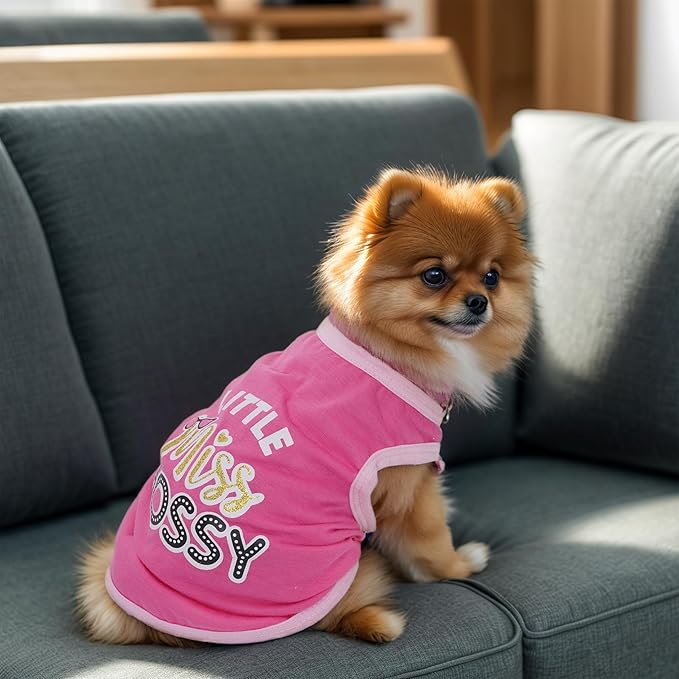 4 Pack Dog Shirts Summer Printed Puppy Clothes Cute Sleeveless Pet T Shirts Dog Clothes for Small Medium Dogs Cats Girl(S)