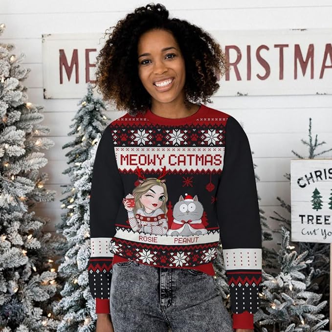 Wrappiness A Girl And Her Dog Christmas Sweatshirt - Cozy Unisex Fit Custom Shirt - Cute for Women Pet Lovers