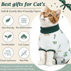DENTRUN Cat Surgery Recovery Suit Female Male Soft Onesie, Kitten Surgical Collar Cone Alternative Shirt, Abdominal Wounds Anti-Licking Pajama for Small Pets Spay, Cat Body Suit Post Surgery
