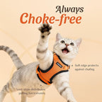 Dooradar Cat Harness and Leash Set, Escape Proof Safe Adjustable Kitten Vest Harnesses for Walking, Easy Control Soft Breathable Mesh Jacket with Reflective Strips for Cats, Orange, XXS