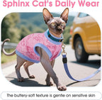 DENTRUN Sleeveless Cat Vest with Dinosaur Print, Breathable Ultra-Soft Dralon Fleece Cat Sweater, All-Season Pet Costume Apparel for Cats, Kitten Clothing for Indoor/Outdoor, Pink, L
