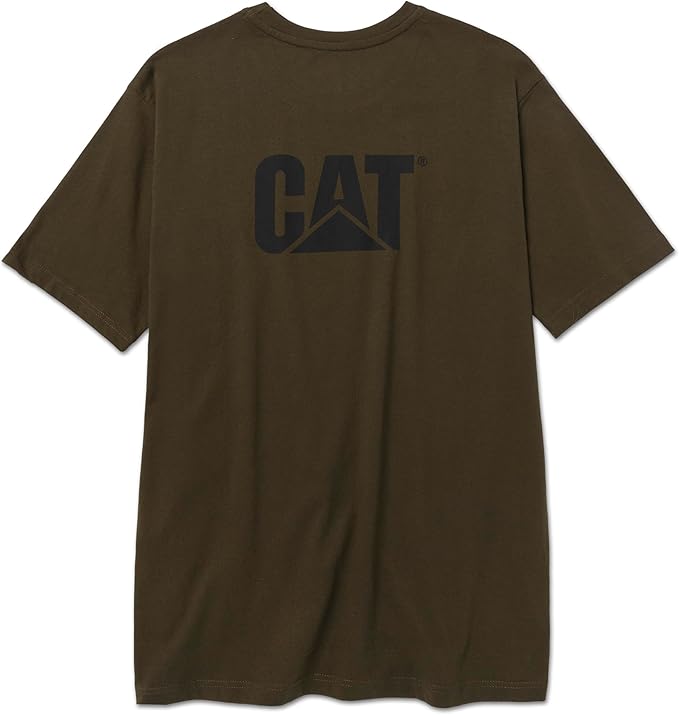 CAT Men's Trademark T-Shirts with Shape-Retention Rib Trim Spandex, Tagless Neck, and Cat Logo on Left Chest