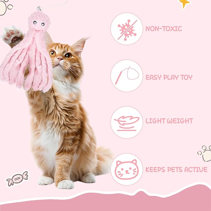 2-Pack Cat Toy Wand Set: Interactive Cat Teaser Wands with Bells and Streamers to Engage Your Cat’s Natural Instincts (Tassels and Sequins)