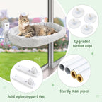 Sunhoo 2PCS Cat Window Perch Hammock Cordless Kitty Sunny Bed Seat Window Sill Shelf for Inside Cats Foldable Lounger with 4 Strong Suction Cups Soft Plush Cover 21 * 11.8 in Holds up to 40lbs (Grey)