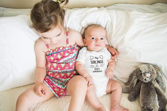 AW Fashions My Siblings Have Whiskers Baby Bodysuit Funny Cute Infant Outfit Romper Clothing Boys Girls