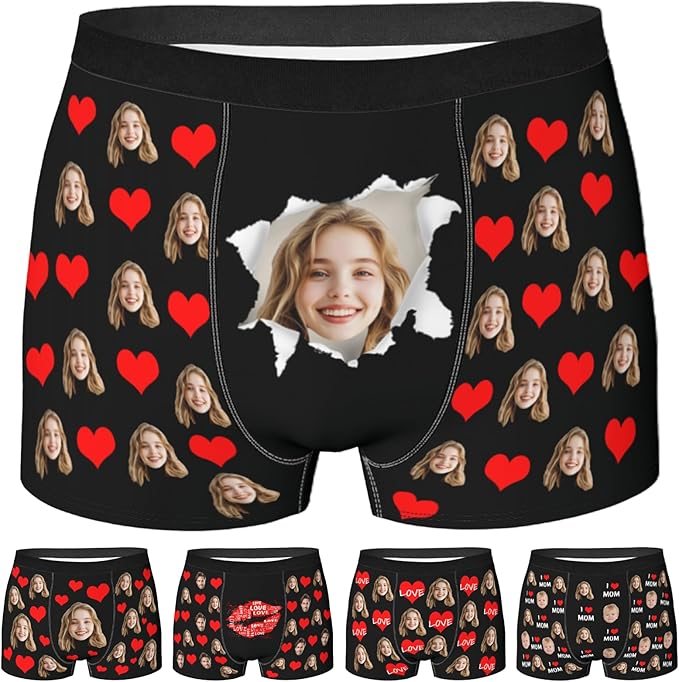 Personalized Underwear for Men with Face Custom Face Boxers Customized Boxer Briefs Funny Gifts for Him Husband Boyfriend